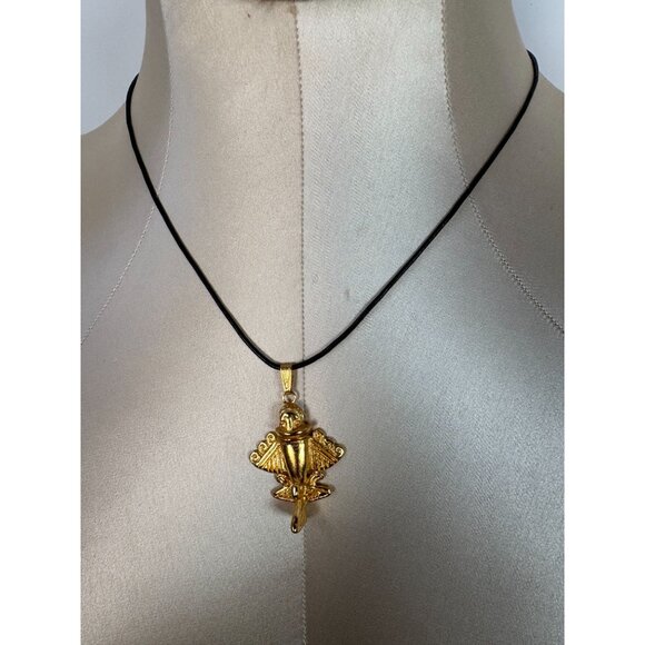 24k Gold Plated Golden Jet Pendant Necklace Handmade In Columbia With Certificat - Picture 16 of 16